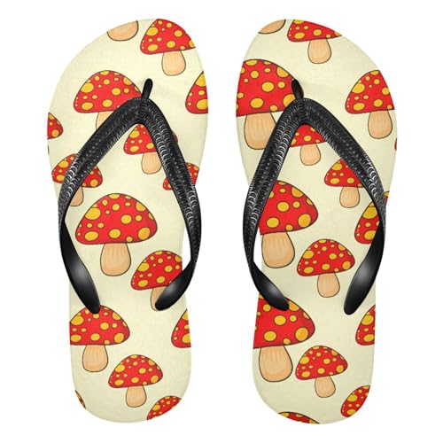 Burbuja Cartoon Red Mushrooms Flip Flops for Women Men, Soft Thong Sandals Rubber Slippers for Pool Beach Essentials