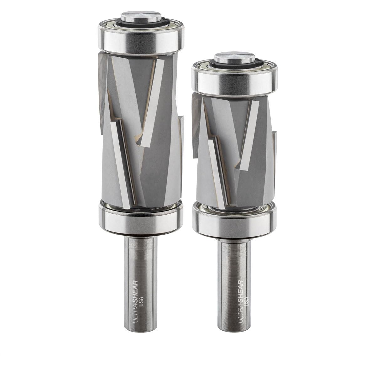 Set di punte per fresa a compressione Jumbo – 3+3 scanalature, gambo da 1,3 cm, diametro 2,5-0,6 cm – modello con punta in carburo e punte per cuscinetto di routing – lunghezze di taglio 1