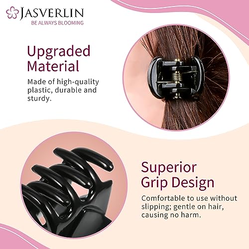 JASVERLIN Mini Hair Clips, Non-Slip Small Plastic Short Hair Claw Accessories for Women Girls 50 pcs (Black) - Image 3