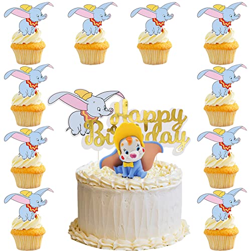 Dumbo Adorno para Tarta, 12 Piezas Niños Cumpleaños Fiesta Dumbo Mini Figuras Dumbo Adorno para...
