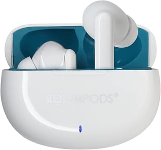 Boompods Skim Sustainable True Wireless Earbuds with Microphone, Bluetooth Earbuds Made From Ocean Bound Plastics, In Ear Headphones Buds with ENC Mic, IPX4 Rated TWS Earphones, 20 Hrs Playtime, White
