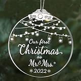 First Christmas Married Ornament 2022 mr and mrs Ornaments 1st Decorations Wedding Gifts Bridal Show