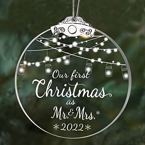 First Christmas Married Ornament 2022 Mr And Mrs Ornaments 1St Decorations Wedding Gifts Bridal Shower Gift Tree Year Just Our Newlywed (Christmas Ornament) #TOP26