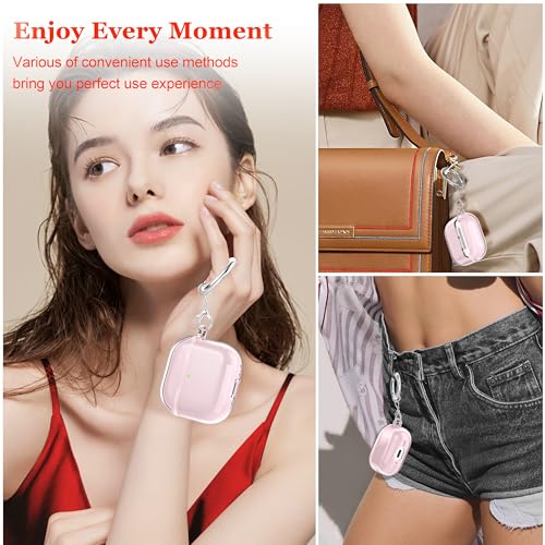 Image of for AirPods 4th Generation Case Cover 2024, Military-Grade Shockproof, Soft TPU Highly Transparent Anti-Yellowing for AirPods 4 Case with Cleaning Kit & Cute Round Buckle, Clear Pink