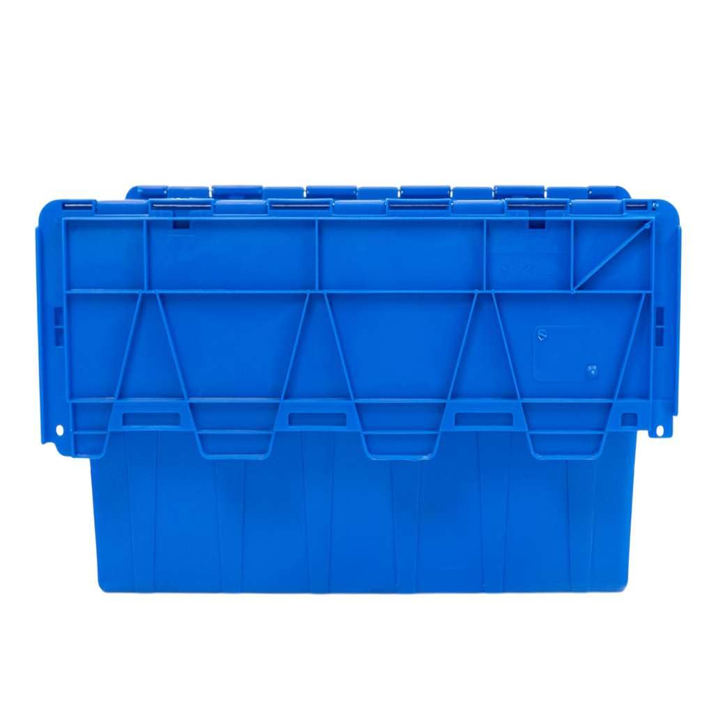 MEGA-M Pojemnik Kurierski Transportowy Gniazdowy 60 × 40 × 36 cm | Zamykany z Pokrywą, Nośność 20 kg, Sztaplowany, Plastikowy, Niebieski