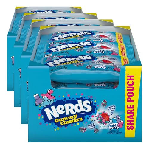 Image of NERDS Gummy Clusters Candy,Very Berry,Crunchy and Gummy,3 oz,(Pack of 48)
