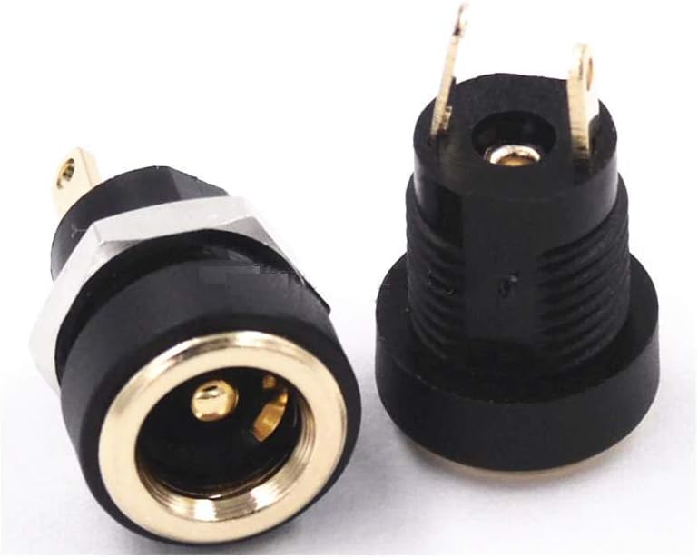 CentIoT - DC Power Supply Socket Male Jack Connector - Round Panel Chasis Mount 12V 3A (2.1 x 5.5MM GOLD PLATED)