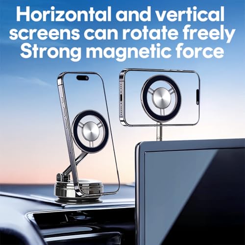 Car Phone Holder - 360° Rotation Alloy Phone Mount for Car, Magnetic Compatible, Nano Gel Suction Cup, for Dashboard/Desk, Fits iPhone, All Smartphones Black by Glintify - Used condition - Image 6