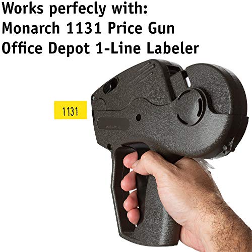 Labels for Monarch 1131 Labeler - Yellow - 20,000 Labels - Pack with 8 Rolls - Ink Roller Included - Made and Delivered by Labels for Us