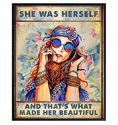 Hippie Boho-chic Bedroom Decor Poster - Boho Hippy Positive Quotes Wall Art - Encouraging Inspirational Saying - Motivational poster decoration - Friend Gifts for Women Teen Girls Room 8x10