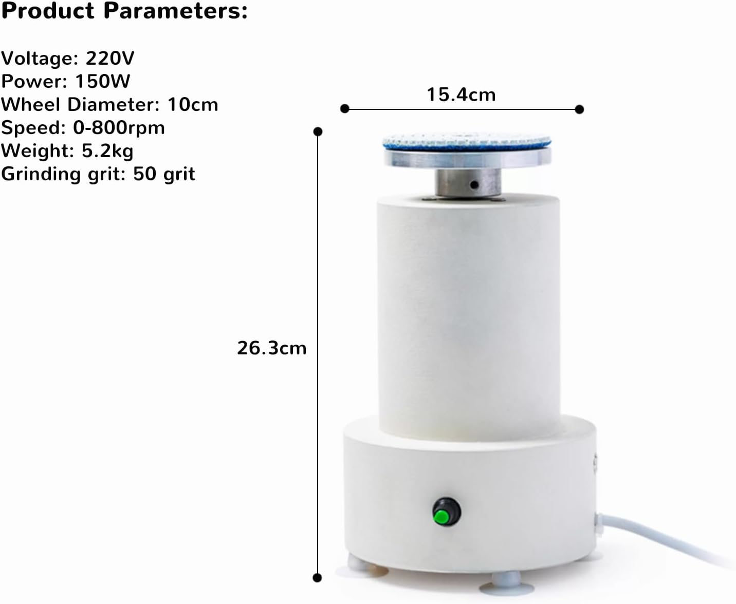 Ceramic Bottom Grinder 150W Pottery Polishing Machine with 0-800RPM Adjustable Speed 5PCS 50 Grit Sanding Discs DIY Pottery Crafts Tool