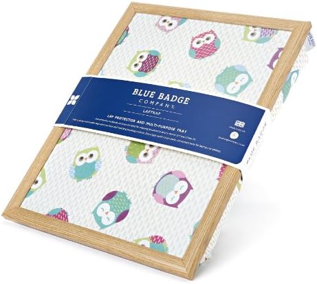 Blue Badge Company Owl Pattern TV Dinner Lap Tray with Bean Bag Cushion and Wipe-Clean Surface
