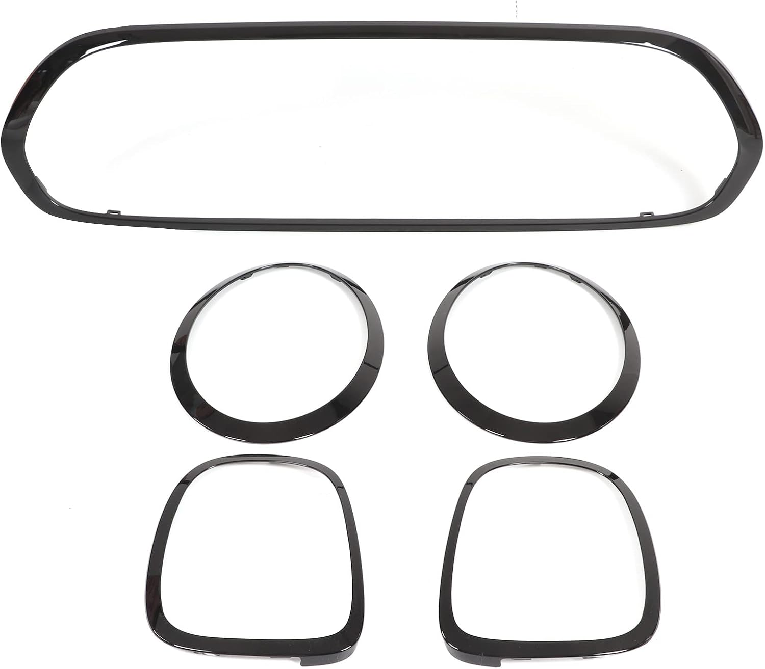 5pcs Headlight Grille Surround Trim Kit for Mini F55 F56 F57 One S JCW 2014+, Gloss Black Headlight Taillight Grille Surround Cover Trims Replacement