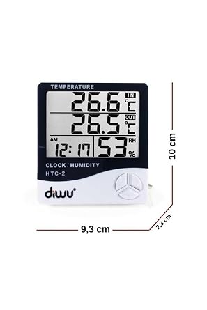 Diwu Htc-2 Probe Thermometer Hygrometer. Temperature Humidity Meter Clock