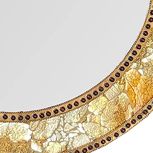 Decorshore 24" Gold & Citrine, Round Wall Mirror, Crackled Glass Mosaic, Decorative Design By #TOP1
