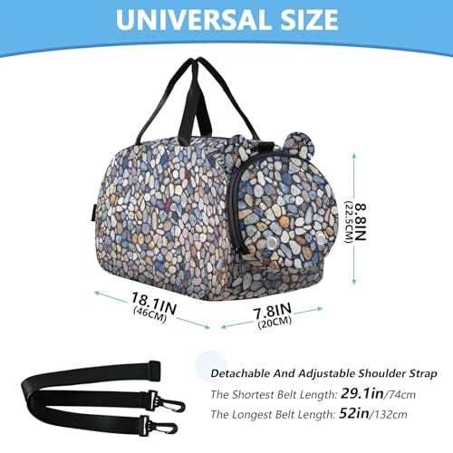 Colorful Stone Texture Gym Travel Duffel Bag with Shoe Compartment for Boys Girls - Gymnastics Sports Dance Football Travel Bag Teens Weekender Sleepover3