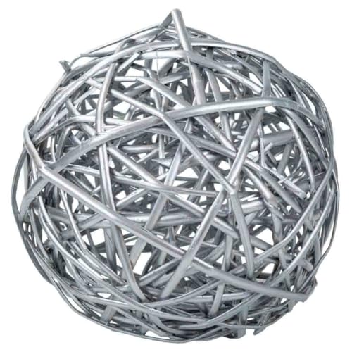 Décoration boule en osier argenté d24