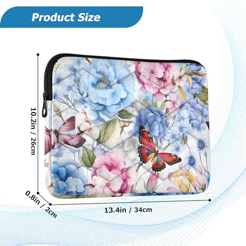Funda para portátil de 13-14 pulgadas con diseño floral y mariposas miniatura 3