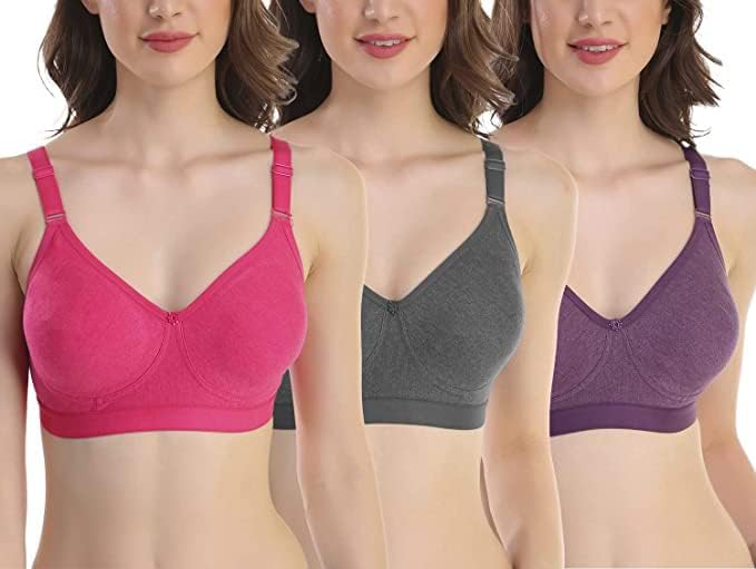 Non Padded Multicolor Full Covrage Bra Girl's & Women's Pure Cotton Comfortable Broad Belt Bra 336(Pack 0f 2)-picture-33