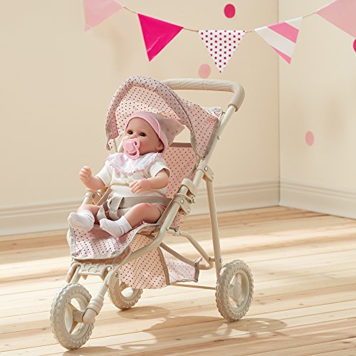 Olivia's Little World Doll Jogging-Style Stroller with Canopy, Storage Underneath, Pink and Cream and Gray by Olivia's Little World - Image 3
