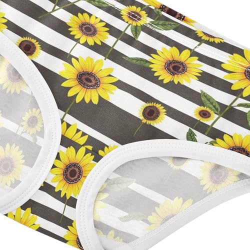 Joisal Cotton Girls Underwear Toddler Yellow Sunflowers Striped Cute Panties Girl Print Kids Undies Briefs 2t4