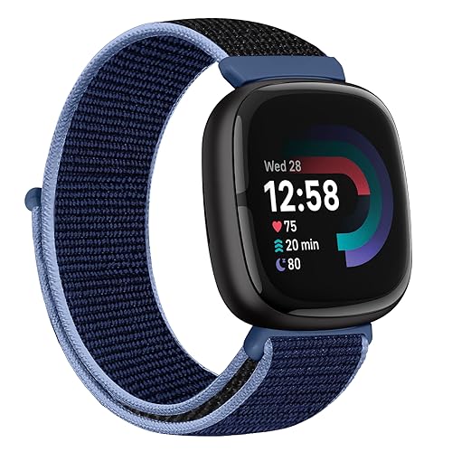 AVOD Nylon Bands Compatible with Fitbit Versa 4/Sense 2/Versa 3/Fitbit Sense, Soft Breathable Sport Adjustable Replacement Strap Women Man Wristband Accessories