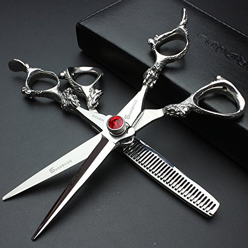 Ciseaux de coiffeur professionnels 17,5 cm 440 C dilués pour coupe
