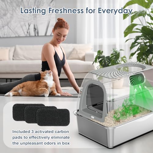 Image of SuzziPaws Stainless Steel Litter Box Top-Entry Dog-Proof for Multi-Cats