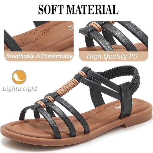 Womens Sandals Flats Shoes - Comfortable Summer Dressy Casual Ankle Elastic Slip on Walking Beach Sandal2