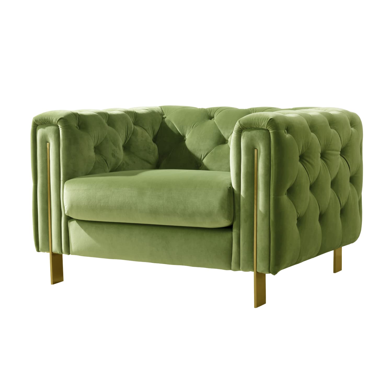 Acanva Collection Chesterfield Vintage Tufted Velvet Living Room Sofa, Armchair, Mint Green