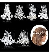 Wedding Bridal Hair Pins 60 Pieces Pearl Flower U Shaped Hair Pins Rhinestone Hair Accessories fo...