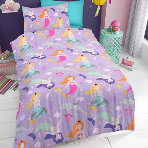 GC GAVENO CAVAILIA Mermaid Print Single Bed Girls Bedding Set | Breathable Microfiber | Jellyfish Snail Comforter Cover Set | Multi