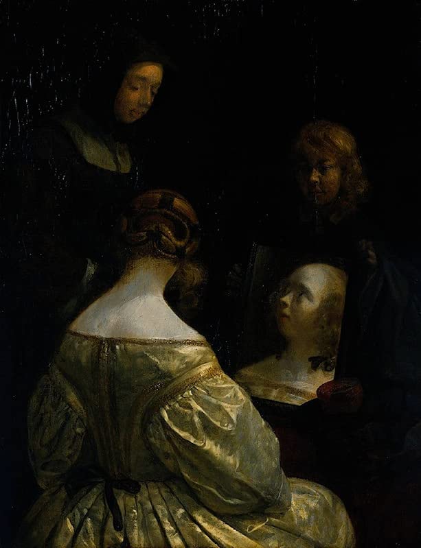 Toile murale abstraite Femme au miroir Gerard Ter Borch pour la décoration de votre salon