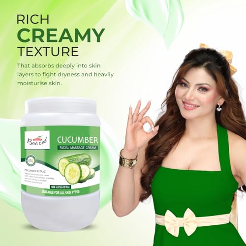 Image of BEEONE Cucumber Massage Cream 900ml - Hydrating & Refreshing Massage Cream for Soft, Smooth Skin | Soothing Cucumber Formula for All Skin Types