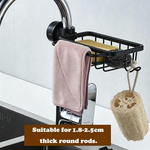 Miniatura 5 de Yuliao Soporte De Esponja Para Grifo, Estante De Almacenamiento De Grifo, Organizador De Fregadero De Cocina, Titular De La Esponja, Porta Esponja Para Cocina, Para Grifos Y Barras De Ducha