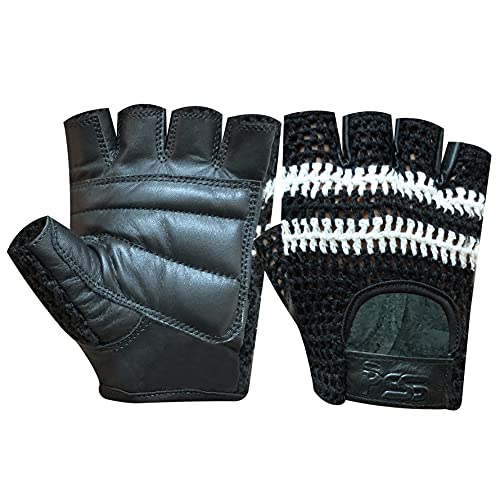 Mitaines Gants Musculation Fitness Homme Femme Haltérophilie Gymnastique Crossfit Levage de Poids Barre Traction Gym Callisthénie Gants Cuir Mailles Filet Confortable Respirant Noir, Taille XL (407) Cover