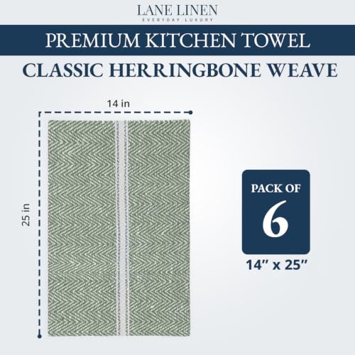 Image of LANE LINEN Kitchen Towels Set - 100% Pure Cotton Dish Towels for Kitchen, Super Absorbent Kitchen Hand Towel, Tea Towels, Soft & Durable Dish Cloths, Pack of 6 - 15 inchx25 inch, Olive