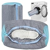 KENPOJO 2er Pack Schuhwaschbeutel Waschmaschine, Wiederverwendbarer Wäschesack Schuhe, Schuhbeutel Waschmaschine 360°mit Verstecktem Reißverschluss für Alle Schuharten & Größen (Gray)