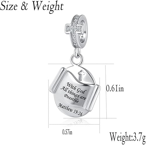 Miniatura 3 de GMXLin Abalorio de cruz religiosa para pulseras con Dios todas las cosas son posibles, para mujeres y niñas