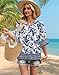 WIHOLL Boho Tops for Women 3/4 Length Sleeve Womens Tops Blouses Dressy Casual 2026 Summer Womens Clothing Easter Trendy Fall Maternity Clothes Ethnic Floral M