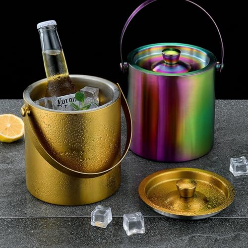 Isolierter Eiskübel mit Deckel & Zange, 2L Edelstahl Weinkühler für Partys und Bars, hält Getränke länger kalt, ideal für Cocktails und Unterhaltung