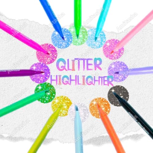 Image of Amitasha 12 Glitter Markers Pastel Color Brush Pen Set Art Marker For Painting, Greeting Cards, Glass, Mug, Scrapbook Crafts, Fabric, Fine Ideal Art