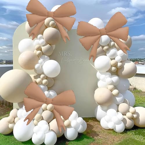 Image of 4 Pcs Large Bow Balloons, Brown Bow Balloon Coquette Balloons for Bow Party Decorations Coquette Birthday Decorations