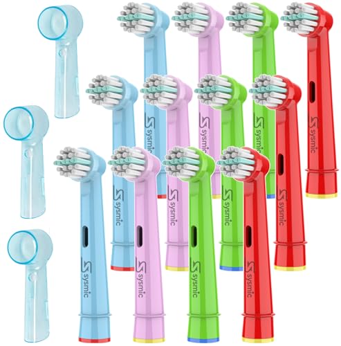 Extra Soft Kids Toothbrush Heads - 12 Pack with 3 Head Covers, Replacement Brush Heads for Children, Compatible with Oral B Kids Electric Toothbrush Pro