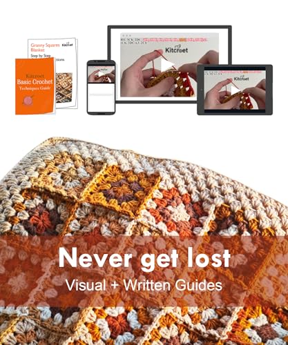 Kitcroet Crochet Kit, Complete Starter Kit for Beginners, Large Granny Squares Blanket with Video & Writtern Instructions, Easy to Learn Crochet Kit - Thumbnail 2