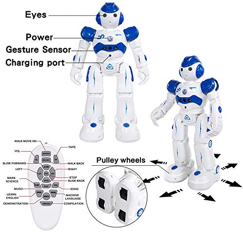 Taiker Robot for Kids, Intellectual Gesture Sensor & Rechargeable Robot Toys for Kids with Walking, Sliding, Turning, Singing, Dancing, Speaking and Teaching Science
