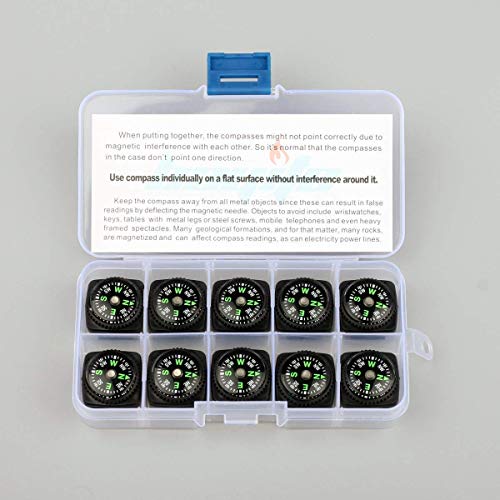 Bayite Hard Shell Liquid Filled Button Compass Set For Survival Watch Band Paracord Bracelet Pack Of 10 #TOP1