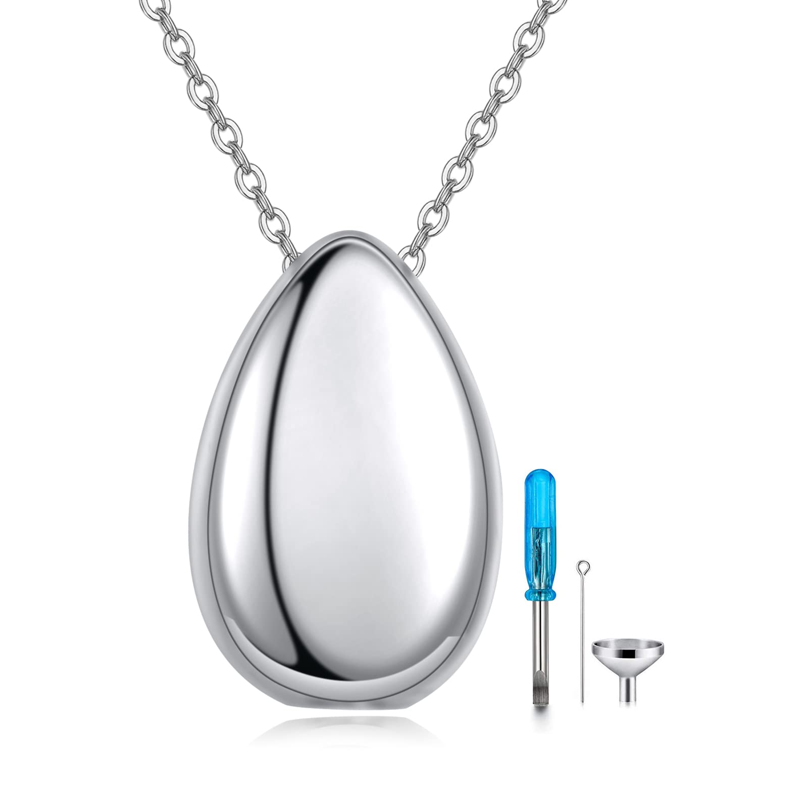 Teardrop Hourglass Urn Necklace for Ashes for Women Sterling Silver Cremation Jewelry Memorial Keepsake Urns Pendant Necklace for Urn Necklaces Ashes