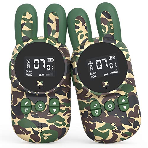 LeaderPro Talkies-Walkies pour Enfants, Jouets pour Garçons de 3 à 12 Ans, Radio 8 Canaux, LCD Écran, Walkie-talkies avec Lampe de Poche, Portée de 3 Km pour Les Aventures, Le Camping, Le Parc, etc.