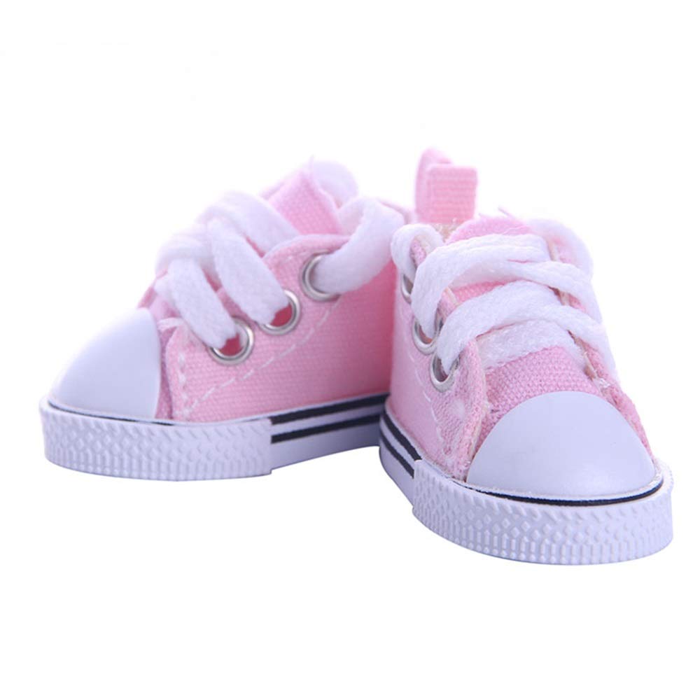Omquot Doll Casual Shoes, Soft Rag Doll Trainers, Stylish for Playing at Home (Pink)
